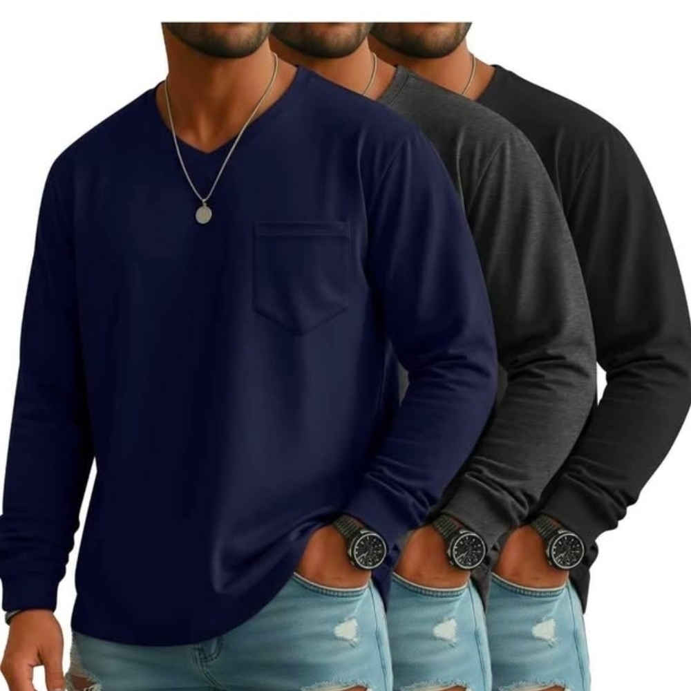Men's Classic Long Sleeve Shirt - Navy, Gray, Black